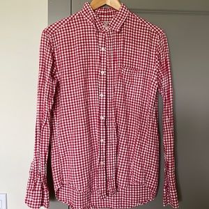 J. Crew’s Men’s Linen/cotton Red Plaid Casual Button Down, Size M